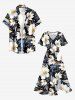 Flowers Leaf Print Split Hawaii Midi Dress -  