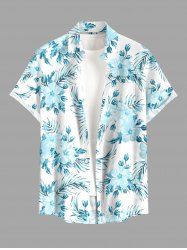 Hibiscus Flowers Leaf Print Buttons Pocket Hawaii Shirt For Men -  