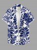 Ensemble de plage hawaïen assorti grande taille à imprimé feuilles et branches pour couples - Bleu 