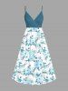 Ensemble de plage hawaïen assorti grande taille à imprimé feuilles d'hibiscus pour couples - Bleu clair 