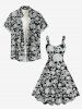 Robe débardeur hawaïenne à imprimé têtes de mort grande taille - Noir 3X