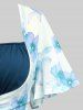 Plus Size Flutter Sleeves Floral Dress and Lace-up A Line Cami Dress Set -  