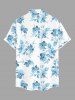 Chemise hawaïenne grande taille à imprimé floral et feuilles, boutons et poche pour homme - Bleu clair M