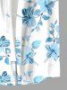 Chemise hawaïenne grande taille à imprimé floral et feuilles, boutons et poche pour homme - Bleu clair M