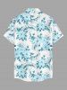Hibiscus Flowers Leaf Print Buttons Pocket Hawaii Shirt For Men -  