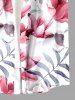 Plus Size Flowers Leaf Print Buttons Pocket Hawaii Shirt For Men -  
