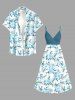 Hibiscus Flowers Leaf Print Buttons Pocket Hawaii Shirt For Men -  