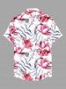 Plus Size Flowers Leaf Print Buttons Pocket Hawaii Shirt For Men -  