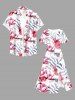 Plus Size Flowers Leaf Print Buttons Pocket Hawaii Shirt For Men -  