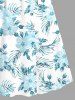 Robe cache-cœur hawaïenne à imprimé de fleurs d'hibiscus et de feuilles, grande taille - Bleu clair XXS