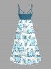Robe cache-cœur hawaïenne à imprimé de fleurs d'hibiscus et de feuilles, grande taille - Bleu clair XXS