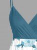 Robe cache-cœur hawaïenne à imprimé de fleurs d'hibiscus et de feuilles, grande taille - Bleu clair XXS