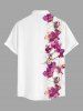 Plus Size Flowers Print Buttons Pocket Hawaii Shirt For Men -  