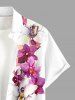 Plus Size Flowers Print Buttons Pocket Hawaii Shirt For Men -  