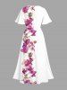 Flowers Print Split Hawaii Midi Dress -  
