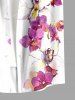 Plus Size Flowers Print Buttons Pocket Hawaii Shirt For Men -  