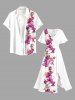 Plus Size Flowers Print Buttons Pocket Hawaii Shirt For Men -  