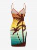 Paréo de plage hawaïen convertible grande taille à imprimé ombré de cocotiers - Brun 2X