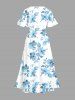 Flowers Print Split Hawaii Midi Dress -  