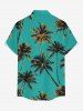 Plus Size Coconut Tree Print Buttons Pocket Hawaii Shirt For Men -  