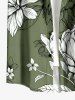 Plus Size Flowers Leaf Print Buttons Pocket Hawaii Shirt For Men -  