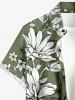 Plus Size Flowers Leaf Print Buttons Pocket Hawaii Shirt For Men -  