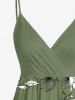 Plus Size Flowers Leaf Print Surplice Hawaii Cami Dress -  