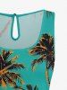 Coconut Tree Print Cinched Hawaii Romper -  