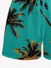 Coconut Tree Print Cinched Hawaii Romper -  