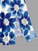 Flower Print Hawaii Split Pocket A Line Midi Dress -  