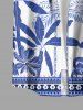 Coconut Tree Tropical Leaf Blue and White Porcelain Style Print Hawaii Shirt For Men -  