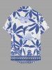 Coconut Tree Tropical Leaf Blue and White Porcelain Style Print Hawaii Shirt For Men -  