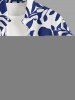 Chemise hawaïenne à imprimé feuilles et branches, grande taille, poche boutonnée, pour homme - Bleu XL