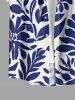 Chemise hawaïenne à imprimé feuilles et branches, grande taille, poche boutonnée, pour homme - Bleu XL