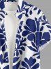 Plus Size Leaf Branch Print Hawaii Button Pocket Shirt For Men -  