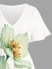 Robe midi trapèze grande taille à imprimé floral aquarelle ombré hawaïen avec poches fendues - Vert 4X