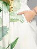 Robe midi trapèze grande taille à imprimé floral aquarelle ombré hawaïen avec poches fendues - Vert 4X