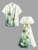 Robe midi trapèze grande taille à imprimé floral aquarelle ombré hawaïen avec poches fendues - Vert 4X