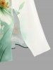 Robe midi trapèze grande taille à imprimé floral aquarelle ombré hawaïen avec poches fendues - Vert 4X