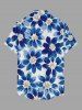 Flower Print Hawaii Button Pocket Shirt For Men - Bleu profond XL