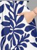 Leaf Branch Print Hawaii Split Pocket A Line Midi Dress -  