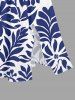 Leaf Branch Print Hawaii Split Pocket A Line Midi Dress -  