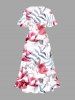 Flowers Leaf Print Split Hawaii Midi Dress -  