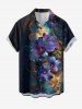 Ensemble de plage hawaïen assorti pour couples, imprimé métallique fleurs et feuilles d'hibiscus, grandes tailles - Noir 