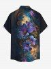 Ensemble de plage hawaïen assorti pour couples, imprimé métallique fleurs et feuilles d'hibiscus, grandes tailles - Noir 