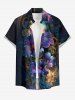 Ensemble de plage hawaïen assorti pour couples, imprimé métallique fleurs et feuilles d'hibiscus, grandes tailles - Noir 