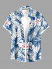 Ensemble de plage hawaïen assorti pour couples, imprimé fleurs et feuilles tropicales, grandes tailles - Bleu 