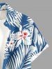 Ensemble de plage hawaïen assorti pour couples, imprimé fleurs et feuilles tropicales, grandes tailles - Bleu 