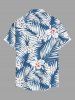 Ensemble de plage hawaïen assorti pour couples, imprimé fleurs et feuilles tropicales, grandes tailles - Bleu 