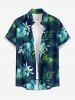 Ensemble de plage hawaïen assorti pour couples, imprimé fleurs et feuilles tropicales, grandes tailles - Bleu profond 